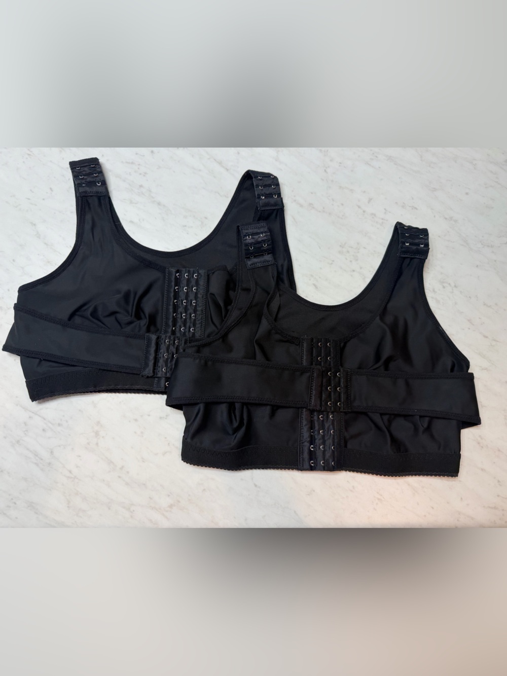 Post Surgical Compression Bra Black Adjustable Front Closure Size L Set of 2